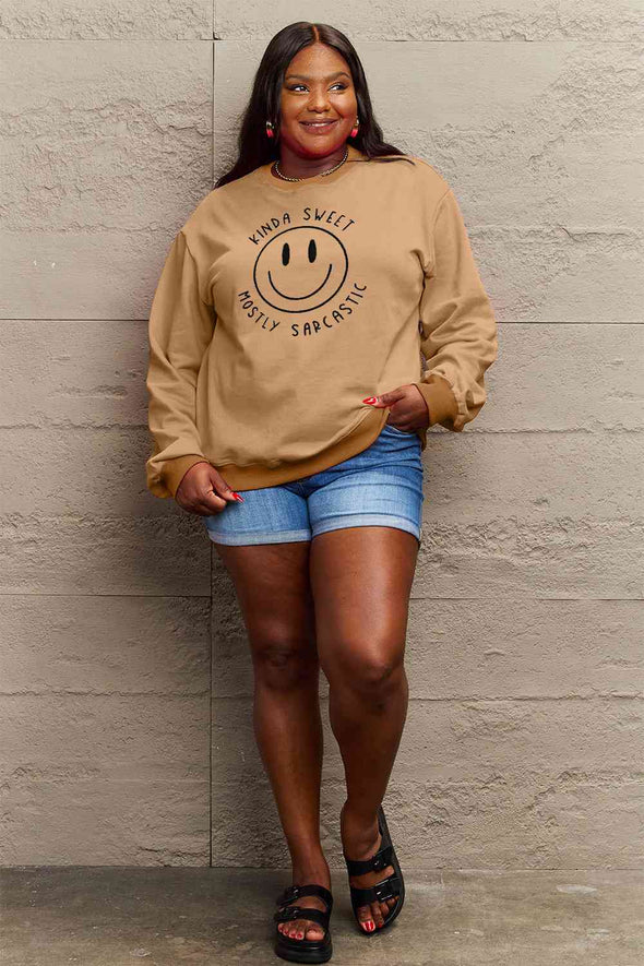 Simply Love Smiling Face Graphic Sweatshirt