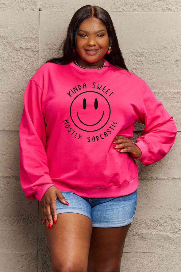 Simply Love Smiling Face Graphic Sweatshirt