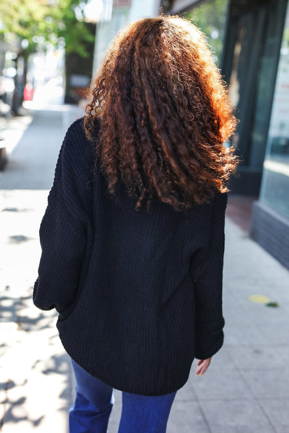 Black Embroidered "Spooky" Chunky Sweater