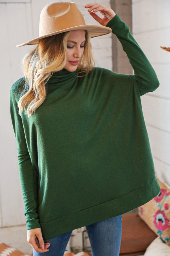 Haptics Hunter Green Cashmere Feel Turtleneck Sweater