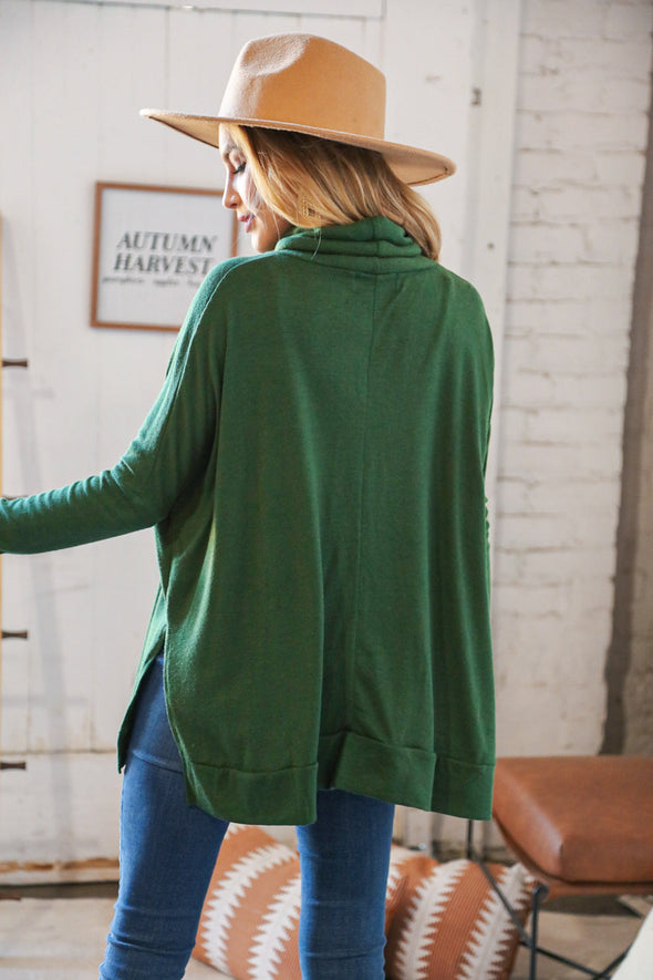 Haptics Hunter Green Cashmere Feel Turtleneck Sweater