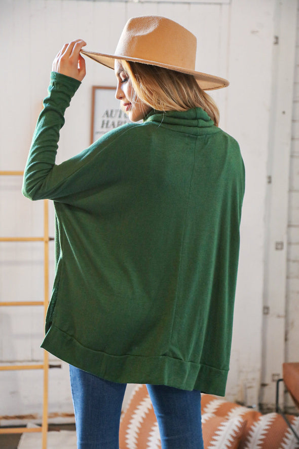 Haptics Hunter Green Cashmere Feel Turtleneck Sweater