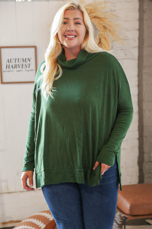 Haptics Hunter Green Cashmere Feel Turtleneck Sweater