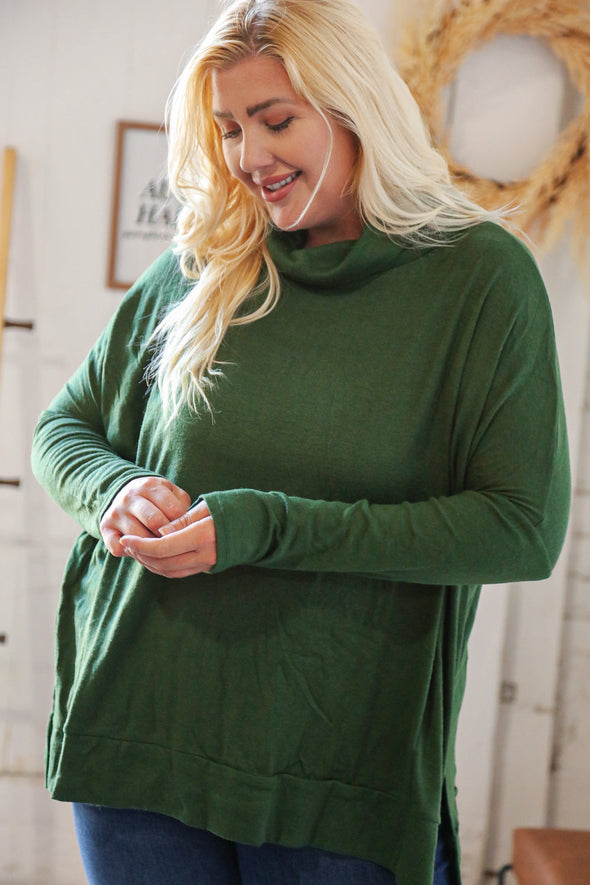 Haptics Hunter Green Cashmere Feel Turtleneck Sweater