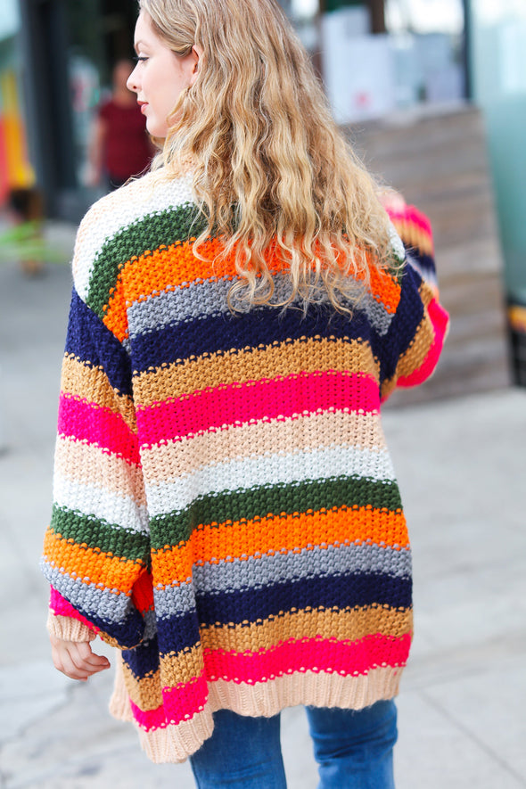 Haptics Take All Of Me Multicolor Hand Crochet Chunky Oversized Cardigan