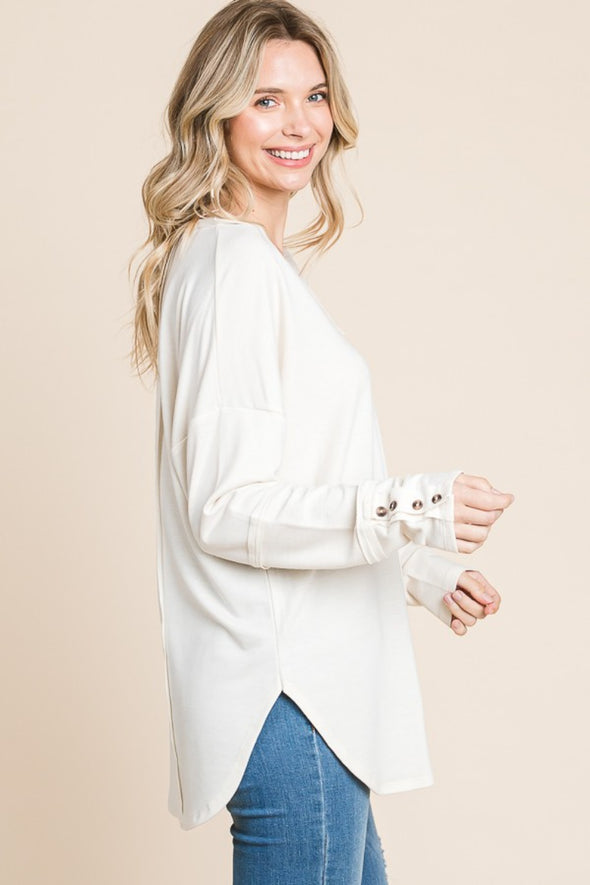 Culture Code V-Neck Dropped Shoulder Blouse