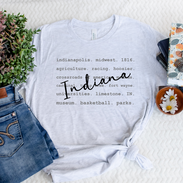 Indiana Typography Graphic Tee and Sweatshirt