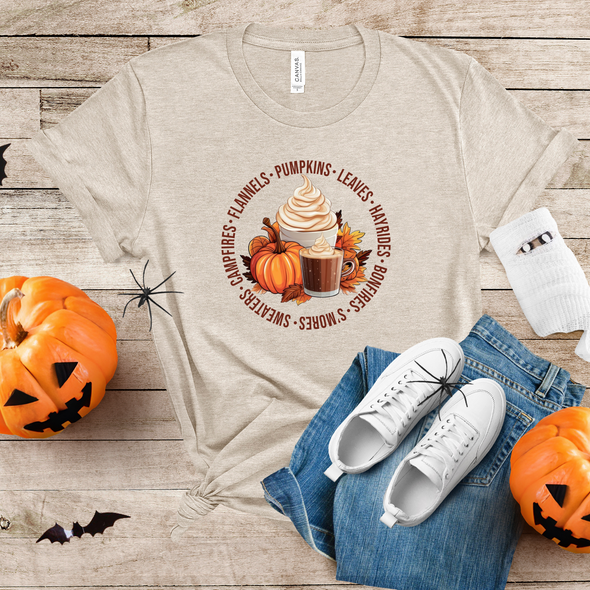 Fall Circle Graphic Tee and Sweatshirt