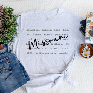 Missouri Typography Graphic Tee and Sweatshirt