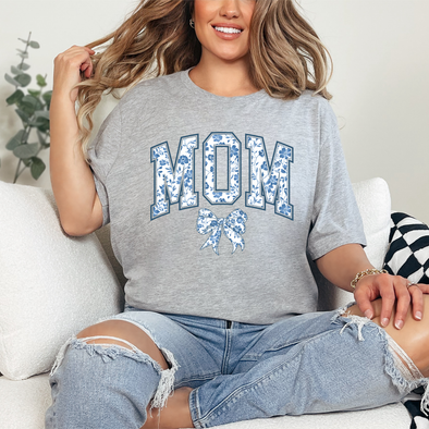 Blue Floral Mom Coquette Graphic Tee
