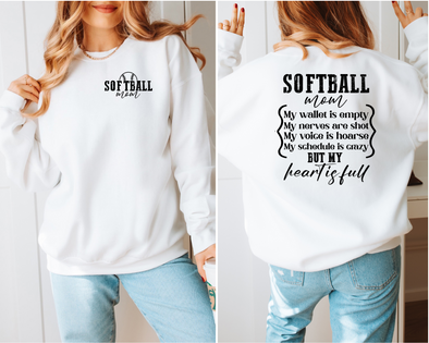 Softball Heart Is Full Graphic Tee and Sweatshirt