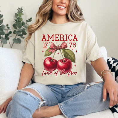 Cherries Land Of The Free Graphic Tee