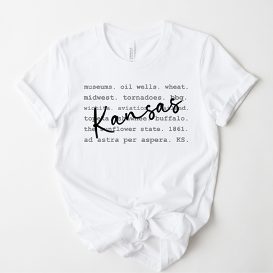 Kansas Typography Graphic Tee and Sweatshirt