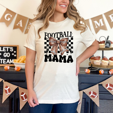 Retro Football Mama Bow Graphic Tee