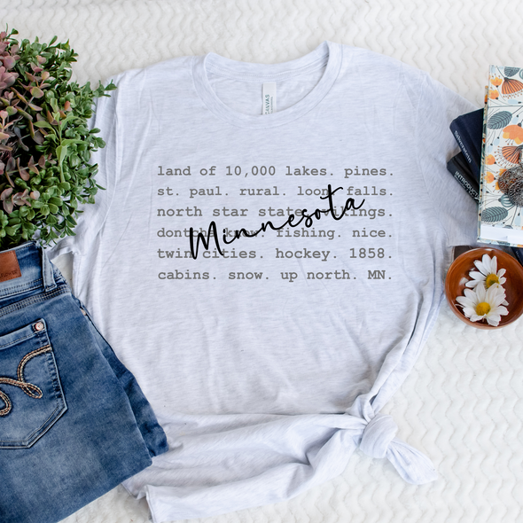 Minnesota Typography Graphic Tee and Sweatshirt