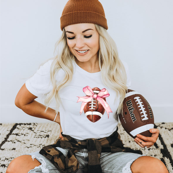 Football Pink Bow Graphic Tee