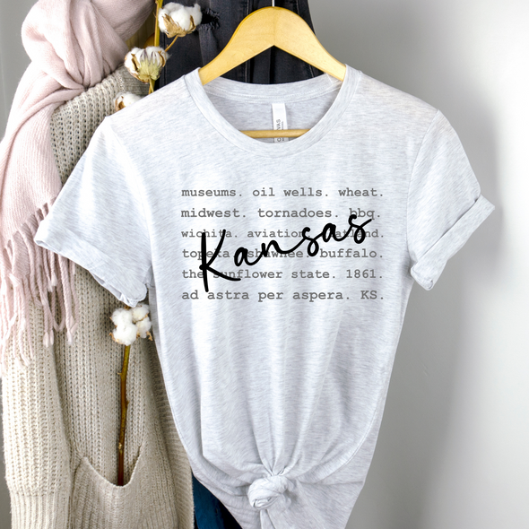 Kansas Typography Graphic Tee and Sweatshirt