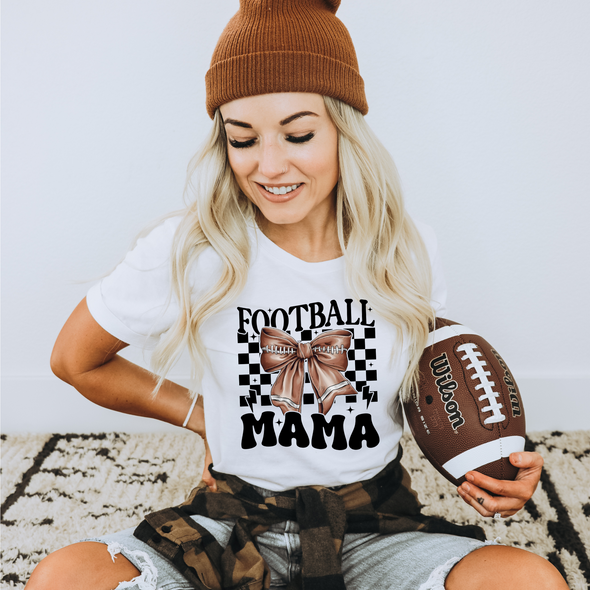 Retro Football Mama Bow Graphic Tee