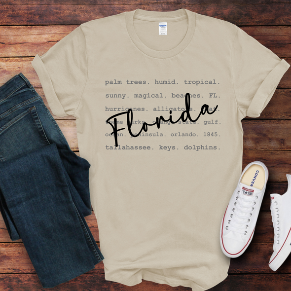 Florida Typography Graphic Tee and Sweatshirt