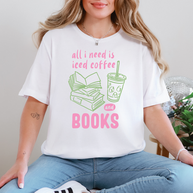 Iced Coffee and Books Graphic Tee