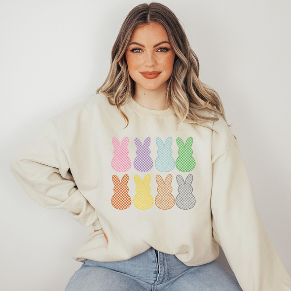 Checker Bunnies Graphic Tee and Sweatshirt