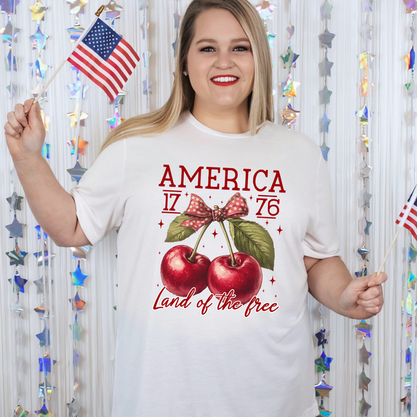 Cherries Land Of The Free Graphic Tee