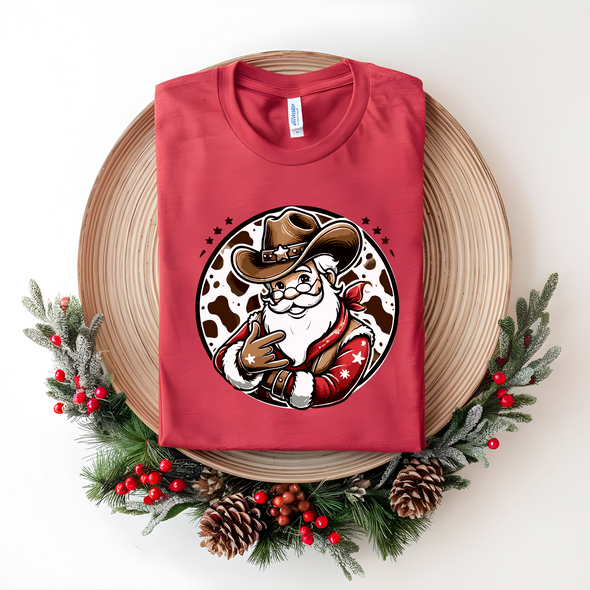 Cowboy Santa Graphic Tee and Sweatshirt
