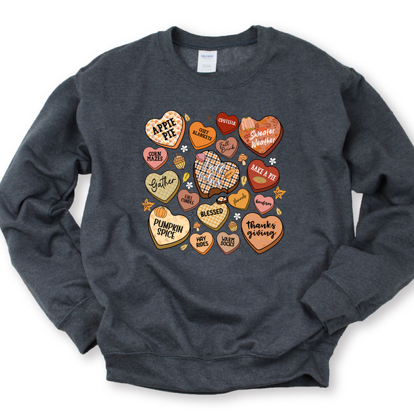 Fall Candy Hearts Graphic Tee or Sweatshirt