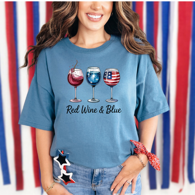 4th of July Red Wine & Blue Graphic Tee