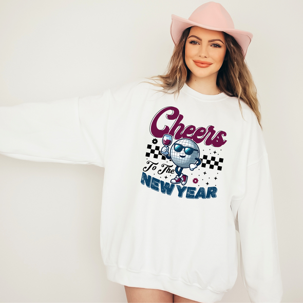 Retro Cheers To The New Year Graphic Tee and Sweatshirt