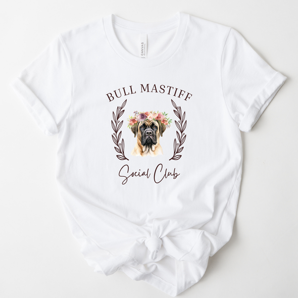 Bull Mastiff Floral Social Club Graphic Tee
