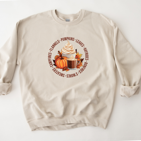 Fall Circle Graphic Tee and Sweatshirt