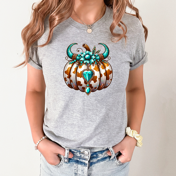 Turquoise Pumpkin Bling Graphic Tee