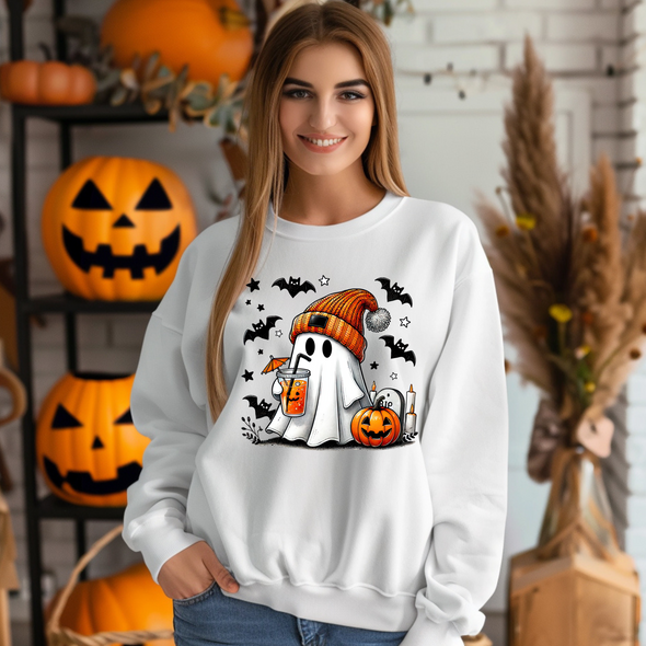 Spooky Ghost Coffee Graphic Tee and Sweatshirt