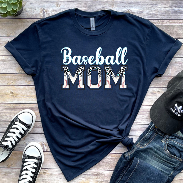 Leopard Baseball Mom Graphic Tee