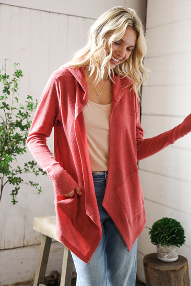 Chilling On A Sunday Thermal Draping Open Hoodie