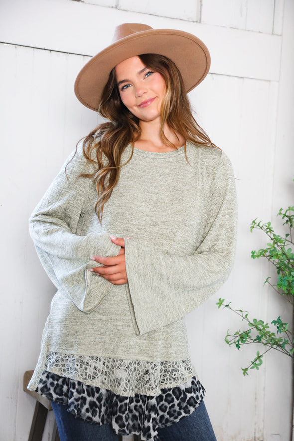 For The Love of Lace Leopard Trim Sweater
