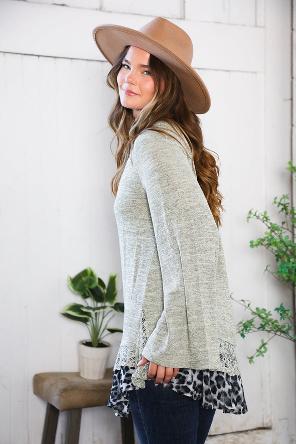 For The Love of Lace Leopard Trim Sweater