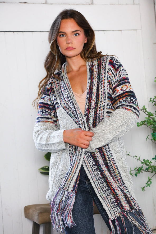 Fireside Fringe Multi Color Cardigan