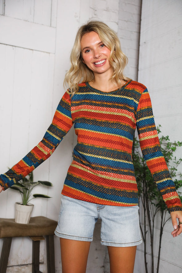 Canyon Glow Stripe Hacci Top