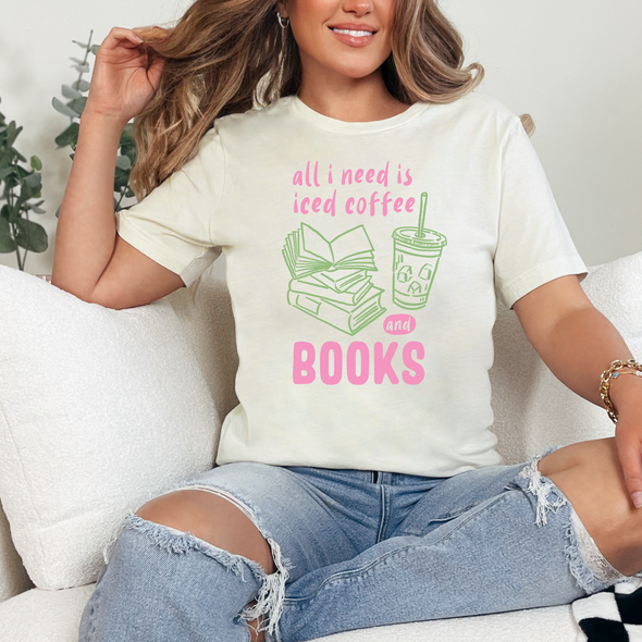 Iced Coffee and Books Graphic Tee