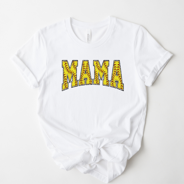 Softball Mama Faux Patch Graphic Tee