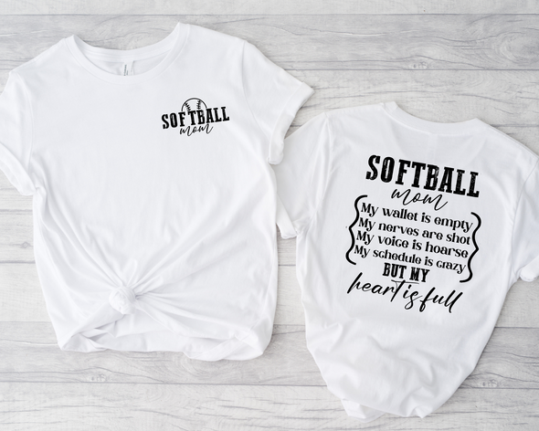 Softball Heart Is Full Graphic Tee and Sweatshirt