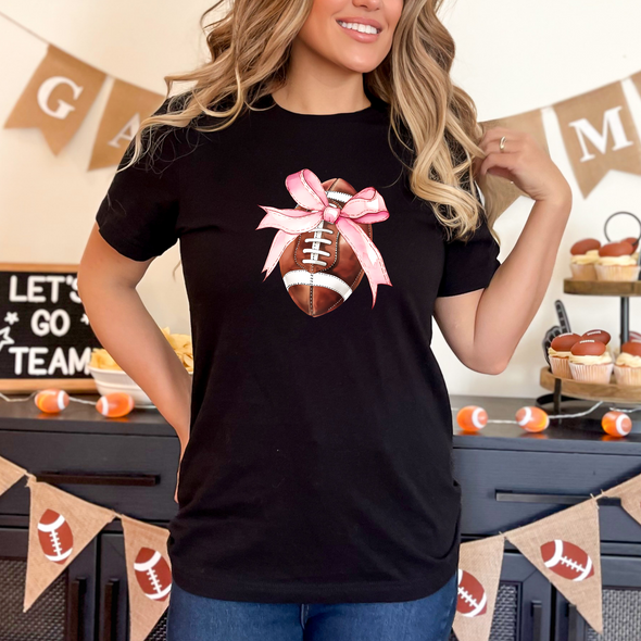 Football Pink Bow Graphic Tee