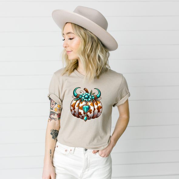 Turquoise Pumpkin Bling Graphic Tee