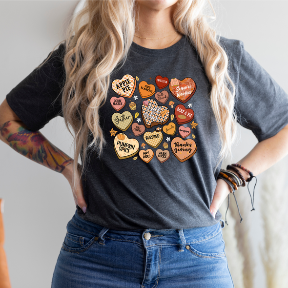 Fall Candy Hearts Graphic Tee or Sweatshirt