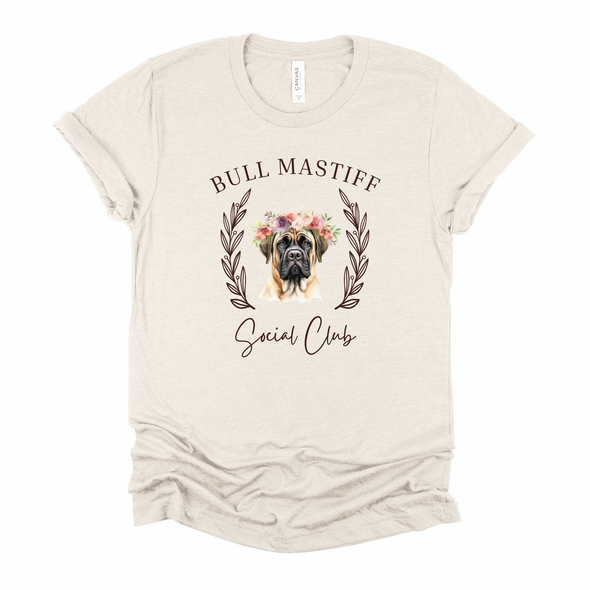 Bull Mastiff Floral Social Club Graphic Tee