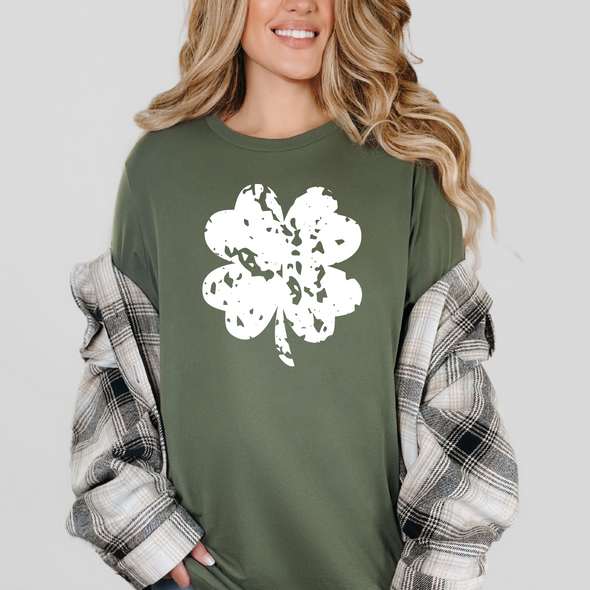 Distressed Clover Graphic Tee and Sweatshirt