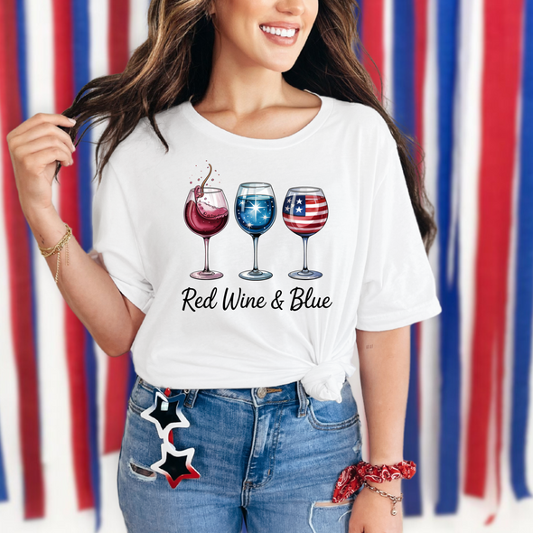 4th of July Red Wine & Blue Graphic Tee
