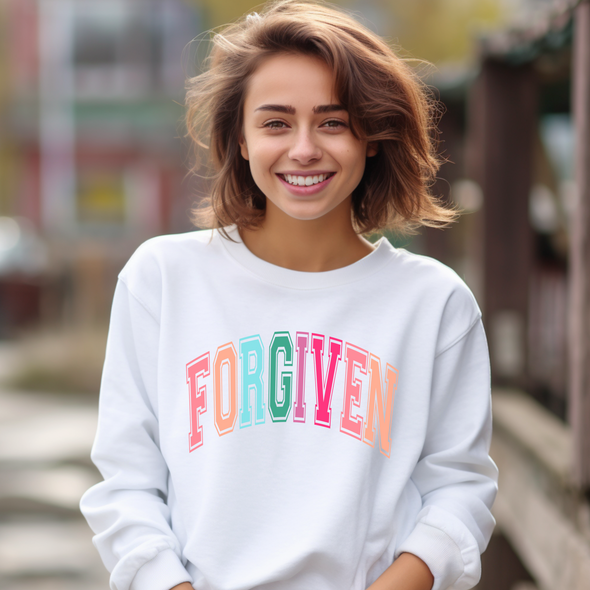 Varsity Forgiven Graphic Tee and Sweatshirt